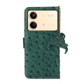 For Xiaomi Redmi Note 13R Pro Ostrich Pattern Genuine Leather RFID Phone Case(Green)