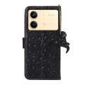 For Xiaomi Redmi Note 13R Pro Ostrich Pattern Genuine Leather RFID Phone Case(Black)