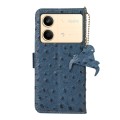 For Xiaomi Redmi Note 13R Pro Ostrich Pattern Genuine Leather RFID Phone Case(Blue)