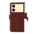 For Xiaomi Redmi Note 13R Pro Ostrich Pattern Genuine Leather RFID Phone Case(Coffee)