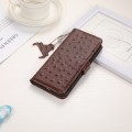 For Xiaomi Redmi Note 13 Pro+ Ostrich Pattern Genuine Leather RFID Phone Case(Coffee)