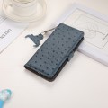 For Xiaomi Redmi Note 13 Ostrich Pattern Genuine Leather RFID Phone Case(Blue)