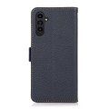 For Samsung Galaxy A15 KHAZNEH Side-Magnetic Litchi Genuine Leather RFID Phone Case(Blue)