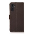 For Samsung Galaxy A15 KHAZNEH Side-Magnetic Litchi Genuine Leather RFID Phone Case(Brown)