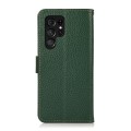 For Samsung Galaxy S24 Ultra KHAZNEH Side-Magnetic Litchi Genuine Leather RFID Phone Case(Green)