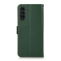 For Samsung Galaxy S24+ KHAZNEH Side-Magnetic Litchi Genuine Leather RFID Phone Case(Green)