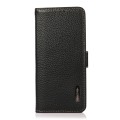 For Samsung Galaxy A05 KHAZNEH Side-Magnetic Litchi Genuine Leather RFID Phone Case(Black)