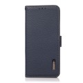 For Samsung Galaxy A05 KHAZNEH Side-Magnetic Litchi Genuine Leather RFID Phone Case(Blue)