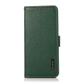 For Samsung Galaxy A05s KHAZNEH Side-Magnetic Litchi Genuine Leather RFID Phone Case(Green)