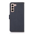 For Samsung Galaxy A35 5G KHAZNEH Side-Magnetic Litchi Genuine Leather RFID Phone Case(Blue)
