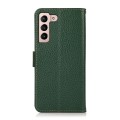For Samsung Galaxy A35 5G KHAZNEH Side-Magnetic Litchi Genuine Leather RFID Phone Case(Green)