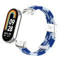 For Xiaomi Mi Band 8 / 8 NFC Metal Head + Nylon Braided Steel Buckle Watch Band(Blue White)