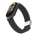 For Xiaomi Mi Band 8 / 8 NFC Metal Head + Nylon Braided Steel Buckle Watch Band(Charcoal)