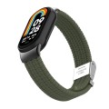 For Xiaomi Mi Band 8 / 8 NFC Metal Head + Nylon Braided Steel Buckle Watch Band(Dark Green)