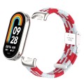 For Xiaomi Mi Band 8 / 8 NFC Metal Head + Nylon Braided Steel Buckle Watch Band(Red White)