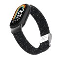 For Xiaomi Mi Band 8 / 8 NFC Metal Head + Nylon Braided Steel Buckle Watch Band(Starlight Black)