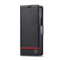 For Samsung Galaxy Z Fold5 LC.IMEEKE Carbon Fiber Leather Phone Case(Horizontal Black)