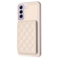 For Samsung Galaxy S21 FE 5G BF25 Square Plaid Card Bag Holder Phone Case(Beige)