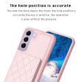 For Samsung Galaxy S21 FE 5G BF25 Square Plaid Card Bag Holder Phone Case(Pink)