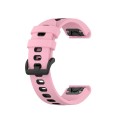 For Garmin Fenix 7 Pro 47mm Sports Two-Color Silicone Watch Band(Pink+Black)