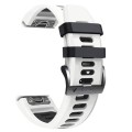 For Garmin Fenix 7 Pro 51mm Sports Two-Color Silicone Watch Band(White+Black)