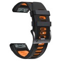 For Garmin Fenix 7 Pro 51mm Sports Two-Color Silicone Watch Band(Black+Orange)
