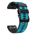 For Garmin Fenix 7 Pro 51mm Sports Two-Color Silicone Watch Band(Sky Blue+Black)