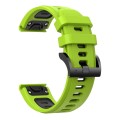 For Garmin Fenix 7 Pro 47mm Sports Two-Color Silicone Watch Band(Lime Green+Black)