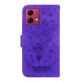 For Motorola Moto G84 Butterfly Rose Embossed Leather Phone Case(Purple)