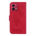 For Motorola Moto G84 Butterfly Rose Embossed Leather Phone Case(Red)