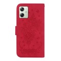 For Motorola Moto G54 Butterfly Rose Embossed Leather Phone Case(Red)