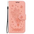 For Motorola Moto G54 Butterfly Rose Embossed Leather Phone Case(Pink)