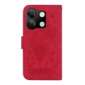 For Tecno Pova 5 Pro Butterfly Rose Embossed Leather Phone Case(Red)