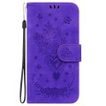 For OPPO A59 5G / A2M Butterfly Rose Embossed Leather Phone Case(Purple)