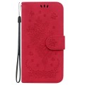 For OPPO A59 5G / A2M Butterfly Rose Embossed Leather Phone Case(Red)