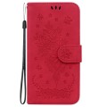 For OPPO Reno11 Global Butterfly Rose Embossed Leather Phone Case(Red)