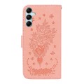 For Samsung Galaxy M54 Butterfly Rose Embossed Leather Phone Case(Pink)