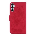 For Samsung Galaxy A15 Butterfly Rose Embossed Leather Phone Case(Red)