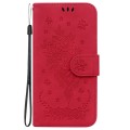 For Samsung Galaxy A05 Butterfly Rose Embossed Leather Phone Case(Red)