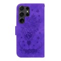 For Samsung Galaxy S24 Ultra 5G Butterfly Rose Embossed Leather Phone Case(Purple)