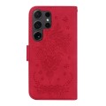 For Samsung Galaxy S24 Ultra 5G Butterfly Rose Embossed Leather Phone Case(Red)