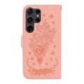 For Samsung Galaxy S24 Ultra 5G Butterfly Rose Embossed Leather Phone Case(Pink)