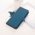 For Honor X7b Genuine Leather Magnetic RFID Leather Phone Case(Blue)