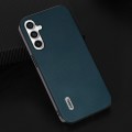 For Samsung Galaxy S23 FE 5G ABEEL Genuine Leather Xiaoya Series Phone Case(Dark Green)