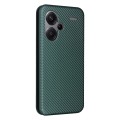 For Xiaomi Redmi Note 13 Pro+ 5G Carbon Fiber Texture Flip Leather Phone Case(Green)