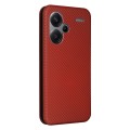 For Xiaomi Redmi Note 13 Pro+ 5G Carbon Fiber Texture Flip Leather Phone Case(Brown)