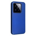 For Xiaomi 14 Carbon Fiber Texture Flip Leather Phone Case(Blue)