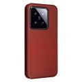 For Xiaomi 14 Carbon Fiber Texture Flip Leather Phone Case(Brown)