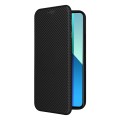 For Xiaomi Redmi Note 13 4G Carbon Fiber Texture Flip Leather Phone Case(Black)