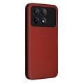 For Xiaomi Redmi K70E 5G Carbon Fiber Texture Flip Leather Phone Case(Brown)